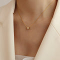 Elegant Gold Crystal Jewelry Set – Minimalist Geometric Necklace and Earrings for Women