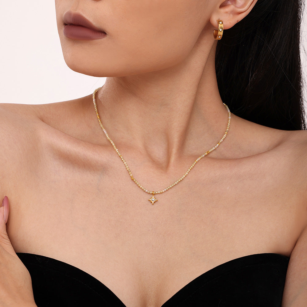 Celestial Eight-Point Star Necklace for Women – Elegant Stainless Steel Pendant Jewelry for Everyday Wear