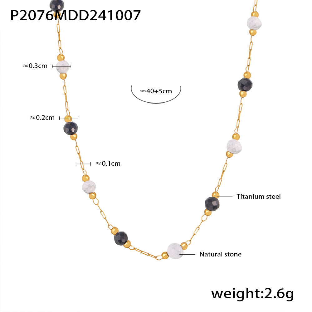 Lapis Lazuli Double Layer Necklace – Natural Stone Gold-Plated Stainless Steel Jewelry for Women