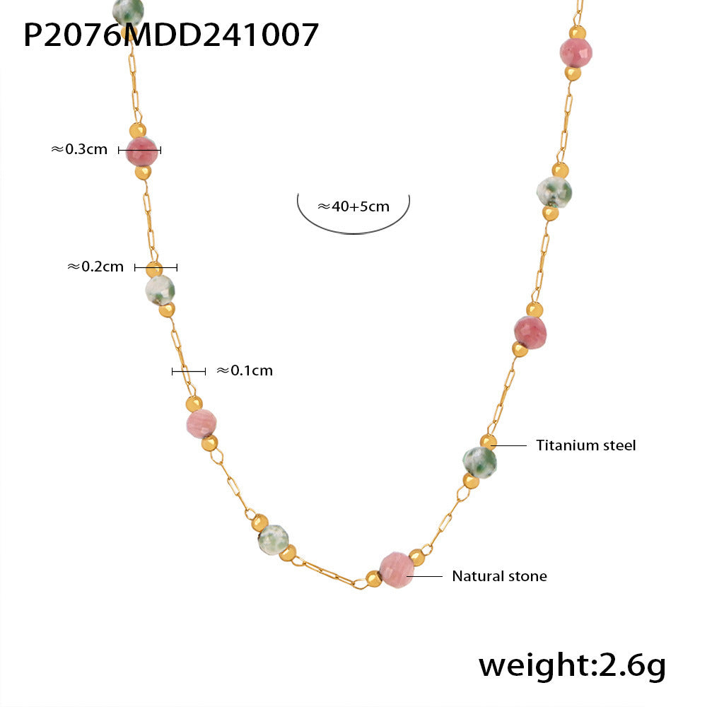 Lapis Lazuli Double Layer Necklace – Natural Stone Gold-Plated Stainless Steel Jewelry for Women