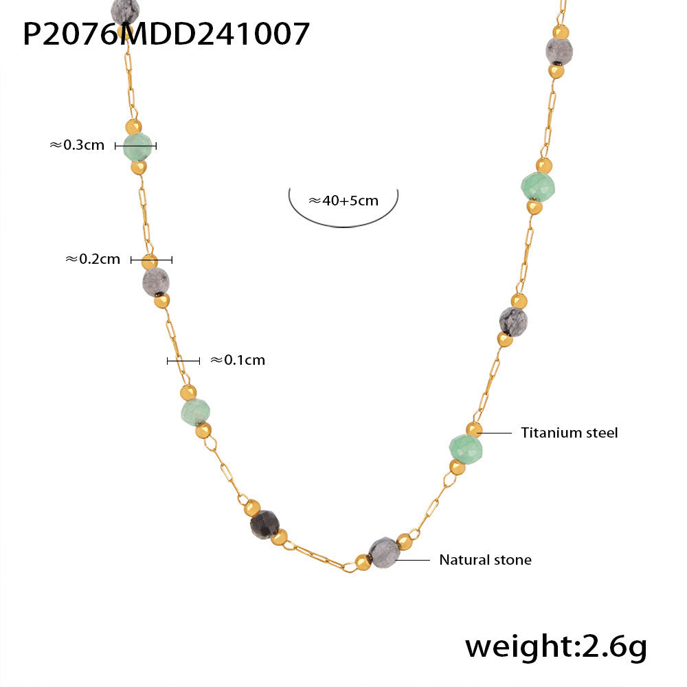 Lapis Lazuli Double Layer Necklace – Natural Stone Gold-Plated Stainless Steel Jewelry for Women