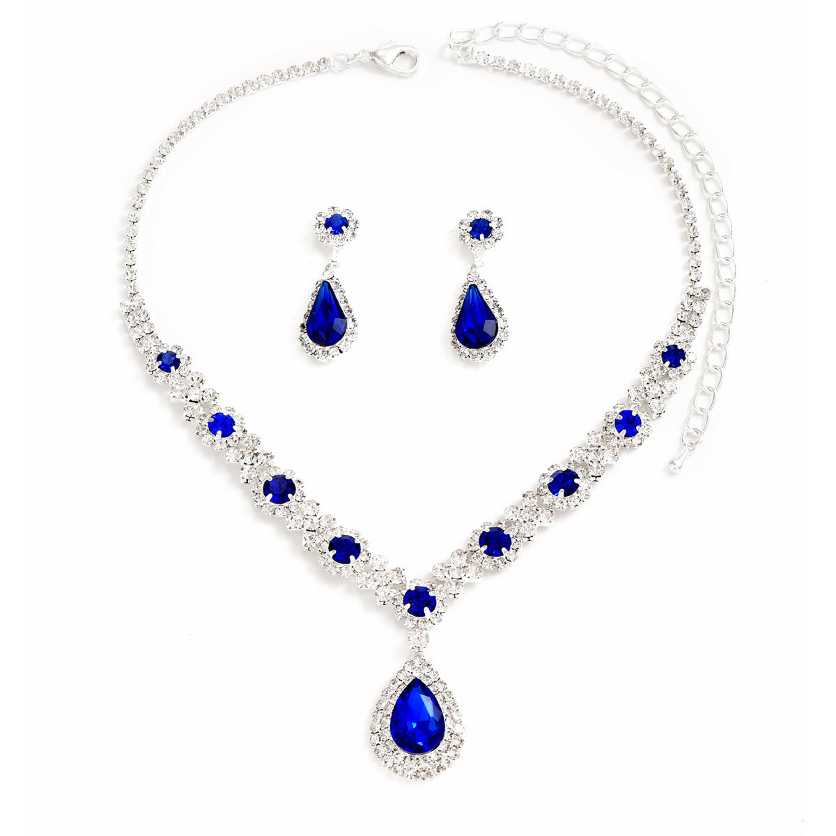 Crystal Teardrop Necklace and Earrings Set for Women, Elegant Water Drop Jewelry Set, Sparkling Gemstone Pendant Jewelry Gift