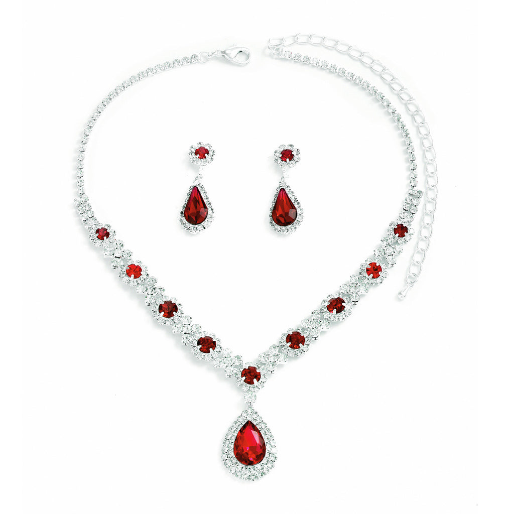 Crystal Teardrop Necklace and Earrings Set for Women, Elegant Water Drop Jewelry Set, Sparkling Gemstone Pendant Jewelry Gift