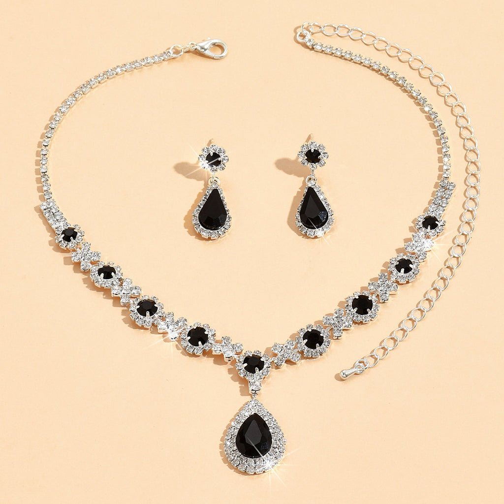 Crystal Teardrop Necklace and Earrings Set for Women, Elegant Water Drop Jewelry Set, Sparkling Gemstone Pendant Jewelry Gift